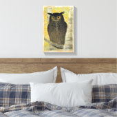 Weiße Birne und Horned Owl Katsuda Yukio Vogelkuns Leinwanddruck (Insitu (Schlafzimmer))