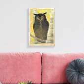 Weiße Birne und Horned Owl Katsuda Yukio Vogelkuns Leinwanddruck (Insitu (Wohnzimmer))
