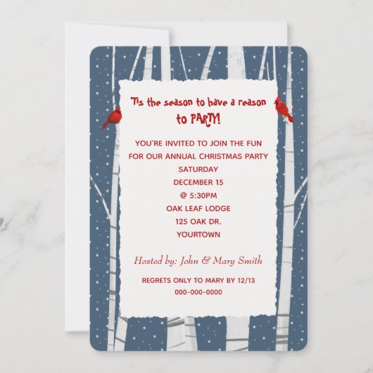 Weiße Birne und Schneeflocken Weihnachten Kardinal Einladung (Vorderseite)