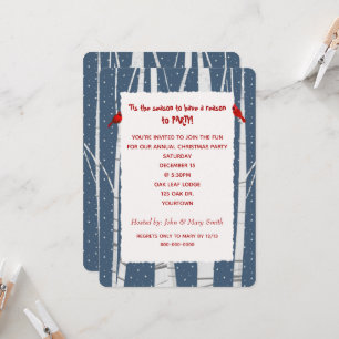 Weiße Birne und Schneeflocken Weihnachten Kardinal Einladung