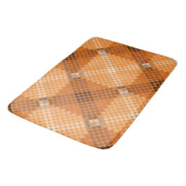 Weiße bis braune Kreise auf orangefarbenen, quadra Badematte