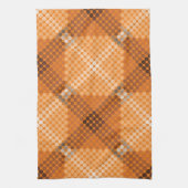 Weiße bis braune Kreise auf orangefarbenen, quadra Geschirrtuch (Vertikal)