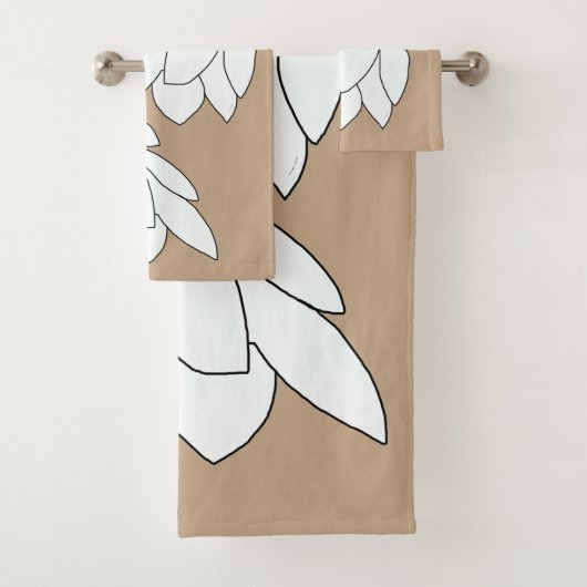 Weiße Blattcluster Braunes Geschenk Badhandtuch Set (Insitu)