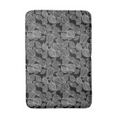 Weiße Blätter auf Black Bath Mat Badematte (Vorderseite Vertikal)