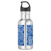 Weiße Blätter auf blau Edelstahlflasche (Rückseite)