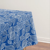 Weiße Blätter auf Blue Tablecloth Tischdecke (Beispiel)