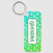 Weiße Blätter auf grünem Schlüsselanhänger (Vorderseite)