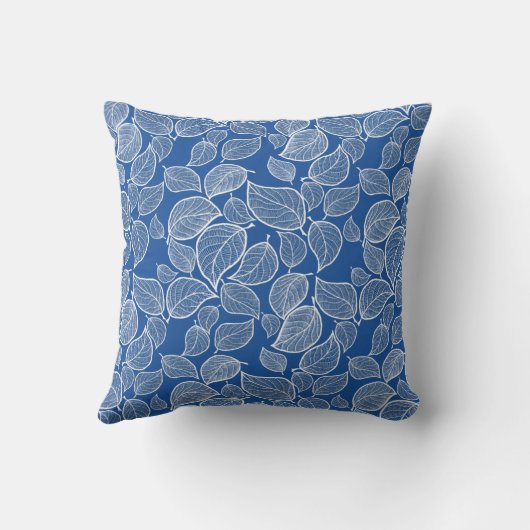 Weiße Blätter auf hellblauen Kissen (Rückseite)