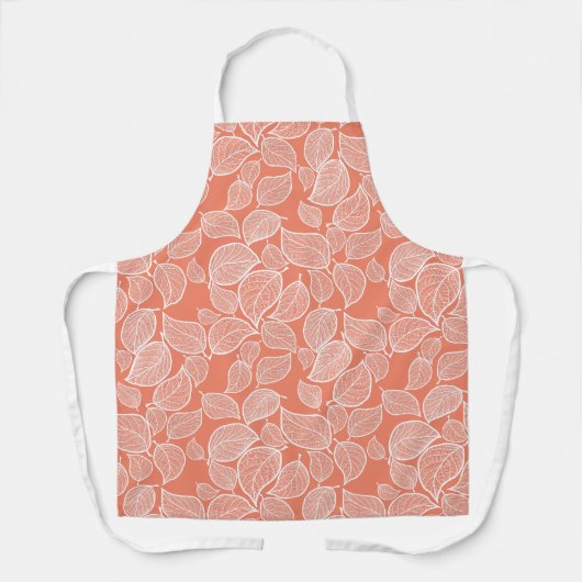 Weiße Blätter auf Orange All-Over-Print-Schürze Schürze (Vorderseite)