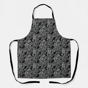 Weiße Blätter auf Schwarz-Mehrfach-Print-Schürze Schürze