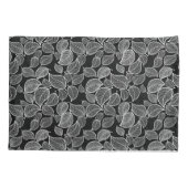 Weiße Blätter auf schwarzem Kissenkoffer Kissenbezug (Rückseite-Links)