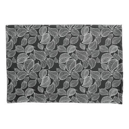 Weiße Blätter auf schwarzem Kissenkoffer Kissenbezug