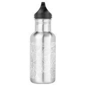 Weiße Blätter auf Silbergrau Edelstahlflasche (Rechts)