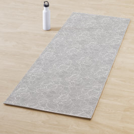 Weiße Blätter auf Silbergrau Yogamatte