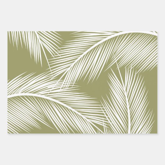 Weiße Blätter aus der Palme auf grünem Hintergrund (Vorderseite 3)