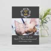 Weiße Blätter Botanischer Kranz SAVE THE DATE Foto Einladung (Stehend Vorderseite)