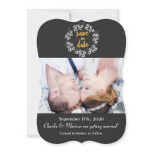 Weiße Blätter Botanischer Kranz SAVE THE DATE Foto