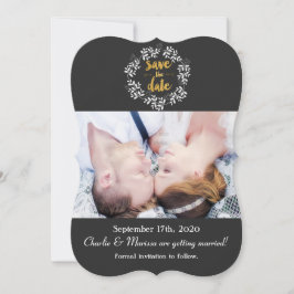 Weiße Blätter Botanischer Kranz SAVE THE DATE Foto Einladung