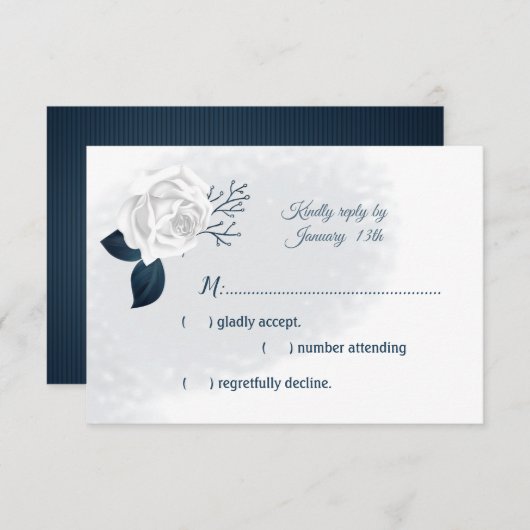 weiße Blätter für Blume und Marine RSVP Karte (Vorne/Hinten)