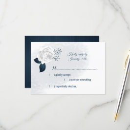 weiße Blätter für Blume und Marine RSVP Karte