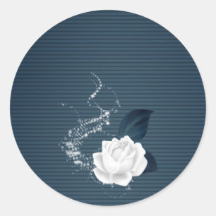 weiße Blätter für Blume und Marine Runder Aufkleber
