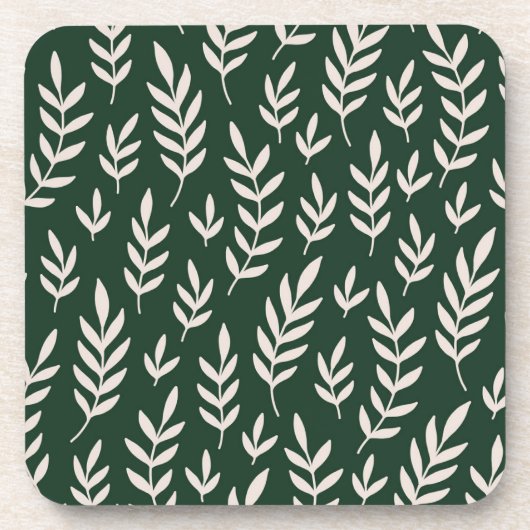 Weiße Blätter Getränkeuntersetzer (Vorderseite)