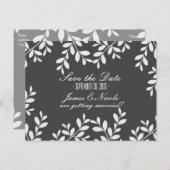 Weiße Blätter & Grau Moderne botanische Postkarte (Vorne/Hinten)