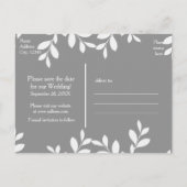 Weiße Blätter & Grau Moderne botanische Postkarte (Rückseite)