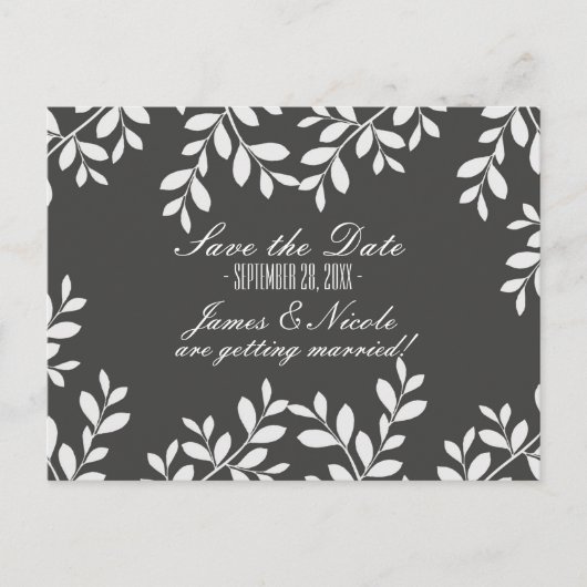 Weiße Blätter & Grau Moderne botanische Postkarte (Vorderseite)