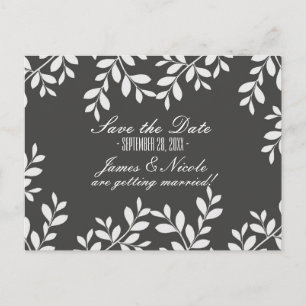 Weiße Blätter & Graue moderne botanische Postkarte
