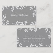 Weiße Blätter & Graue moderne botanische Visitenka Visitenkarte (Vorne/Hinten)