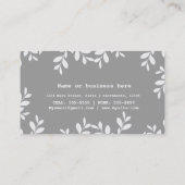 Weiße Blätter & Graue moderne botanische Visitenka Visitenkarte (Rückseite)