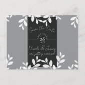 Weiße Blätter Moderne botanische Save the Date Ankündigungspostkarte (Vorderseite)