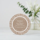 Weiße Blätter Muster Kraftpapier rustikale Hochzei Einladung (Stehend Vorderseite)