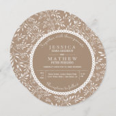 Weiße Blätter Muster Kraftpapier rustikale Hochzei Einladung (Vorne/Hinten)