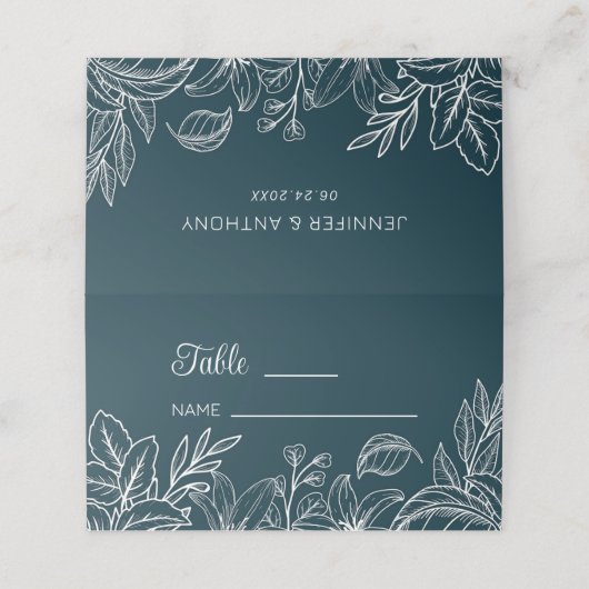 Weiße Blätter Platzkarte (Außenseite Aufgefaltet)