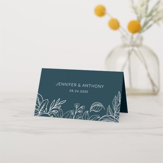 Weiße Blätter Platzkarte (Rückseite)