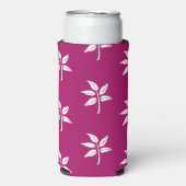 Weiße Blätter Silhouette Muster auf lila Selters Dosenkühler (Seltzer Vorderseite)