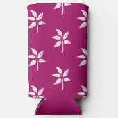 Weiße Blätter Silhouette Muster auf lila Selters Dosenkühler (Vorderseite)