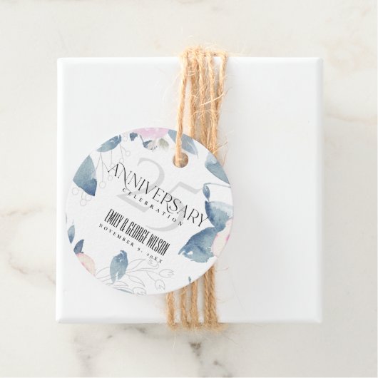 WEISSE BLAUE BLUE FLORAL 25 JAHRESJAHR GESCHENKANHÄNGER (Beispiel)