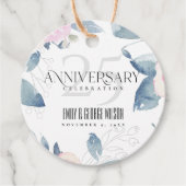 WEISSE BLAUE BLUE FLORAL 25 JAHRESJAHR GESCHENKANHÄNGER (Vorderseite)