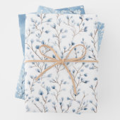 Weiße Blaue Blumen Brautdusche Geschenkpapier Set (Beispiel)