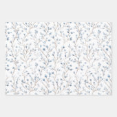 Weiße Blaue Blumen Brautdusche Geschenkpapier Set (Vorderseite)