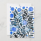 Weiße blaue Blumen und Blattwerk Karte (Vorderseite)