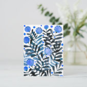 Weiße blaue Blumen und Blattwerk Karte (Stehend Vorderseite)