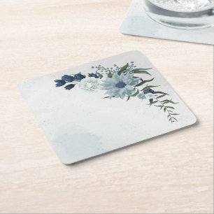 weiße & blaue Blumenhochzeit Rechteckiger Pappuntersetzer