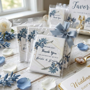 Weiße blaue Blumenrahmen-Dankeschön-Hochzeitsgunst Magnet