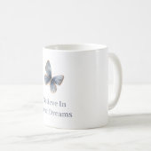 Weiße Blaue Creme Schmetterling   Kaffeetasse (VorderseiteRechts)