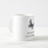Weiße Blaue Creme Schmetterling   Kaffeetasse (Vorderseite Links)