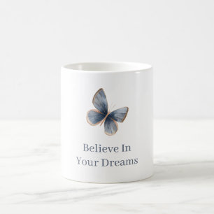 Weiße Blaue Creme Schmetterling Kaffeetasse